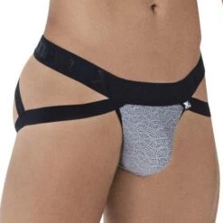 Jock Strap Xtremen Jacquard 91085 -Sous-vêtement Soldes JockStrap xtremen 91085 gris 4