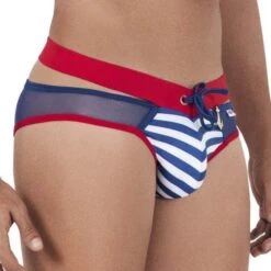 Slip De Bain Candyman Mesh Stripes 99501 -Sous-vêtement Soldes Slipbain candy 99501 bleu 4