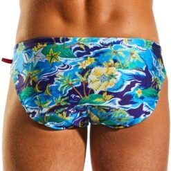 Slip De Bain CockSox Paradise Palms CX04PR -Sous-vêtement Soldes Slipbain cocksox CX04PR bleu 3