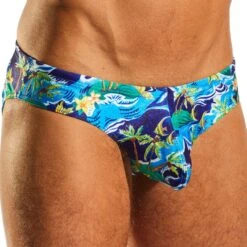 Slip De Bain CockSox Paradise Palms CX04PR -Sous-vêtement Soldes Slipbain cocksox CX04PR bleu 4