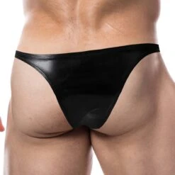 Tanga Cut4Men Black Leatherette C4M11 -Sous-vêtement Soldes Tanga c4m C4M11 noir 3