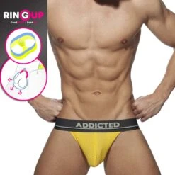 Jock Strap Cockring Addicted Mesh AD924 -Sous-vêtement Soldes jockstrap addicted AD924 jaune 5