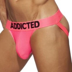 Jock Strap Cockring Addicted Neon Mesh AD954 -Sous-vêtement Soldes jockstrap addicted ad954 rose 4