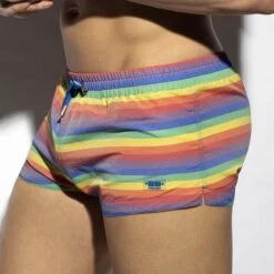 Short De Bain ES Collection Rainbow Multi Stripes 2304 -Sous-vêtement Soldes shortbain esco 2304 multi 4
