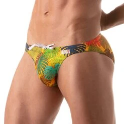 Slip De Bain Floral Swim Bikini TOF PARIS TOF193J -Sous-vêtement Soldes slipbain tof TOF193J jaune 4